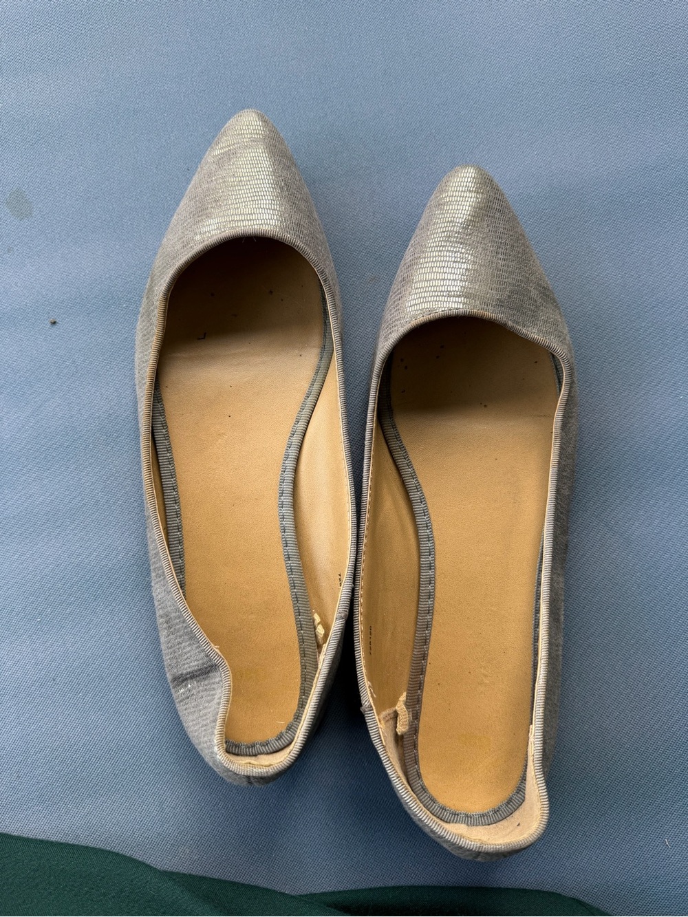 Pointed Toe Metallic Gray Women's Flats